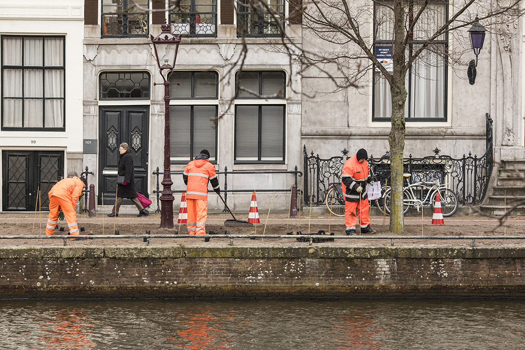 Nieuwe Herengracht, Beplanting kademuur door Pantar, 12-02-2020